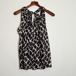 Banana‎ Republic Silk Top Petite Large Brown Animal Giraffe Safari Sleeveless